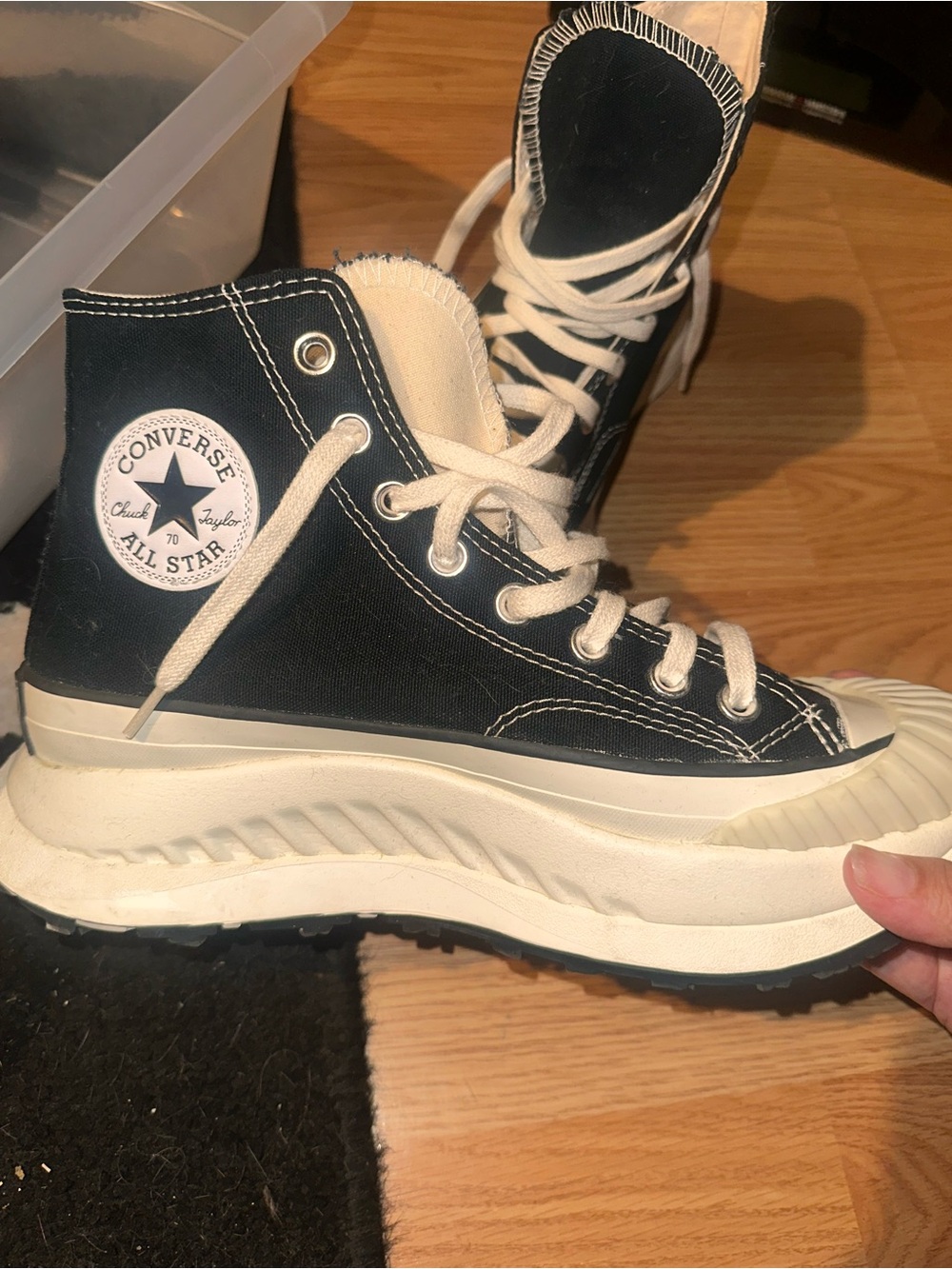 Converse Black and White Platform High Top Sneakers
